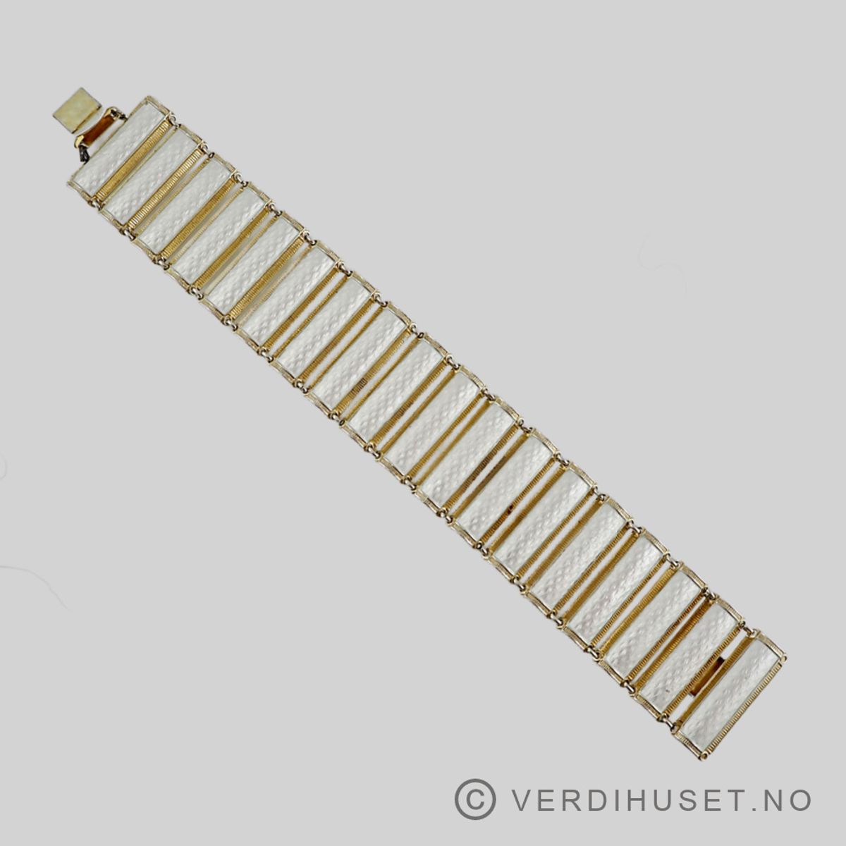 Armbånd i forgylt sølv med hvit emalje - Bernard Meldahl