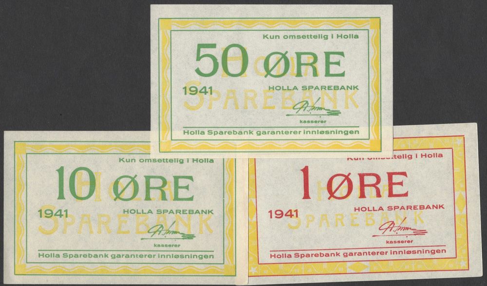 Holla Sparebank - Nødsedler 1941