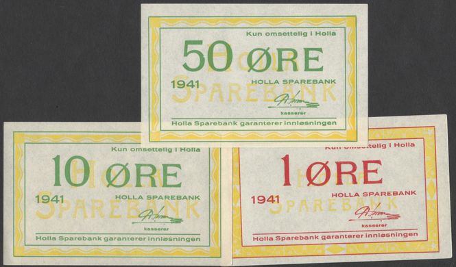 Hovedbilde Holla Sparebank - Nødsedler 1941