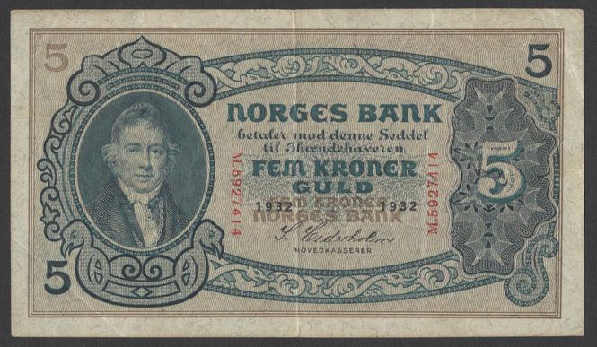 Hovedbilde 5 kr 1932 M Kv gVF (M.5927414)