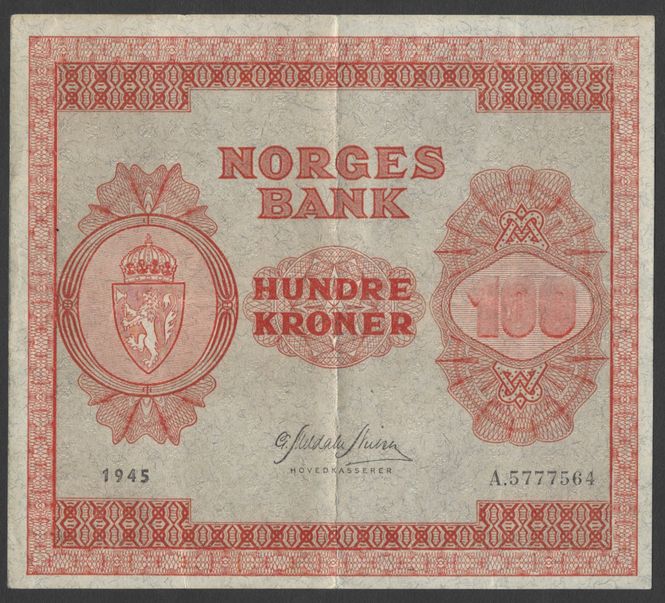 Hovedbilde 100 kr 1945 A Kv s1+(A.5777564)