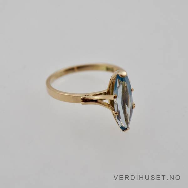Hovedbilde Ring i 14 K gull med blå sten