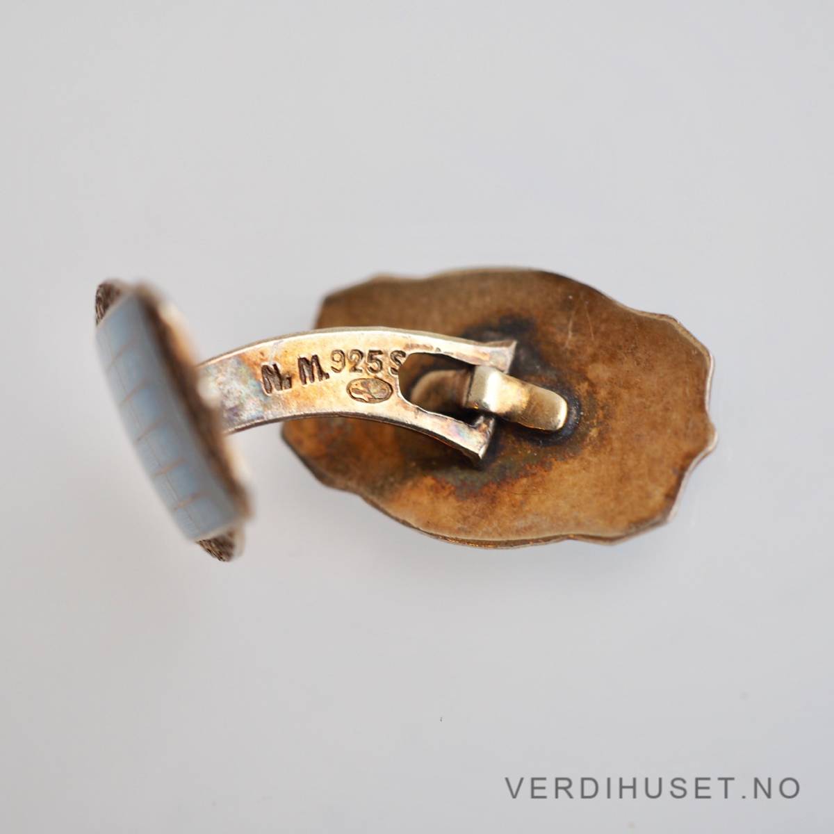 Mansjettknapper i sølv med blå emalje