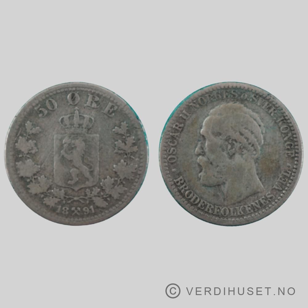 50 Øre 1891 Kv 1-