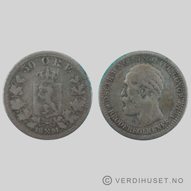 Hovedbilde 50 Øre 1891 Kv 1-