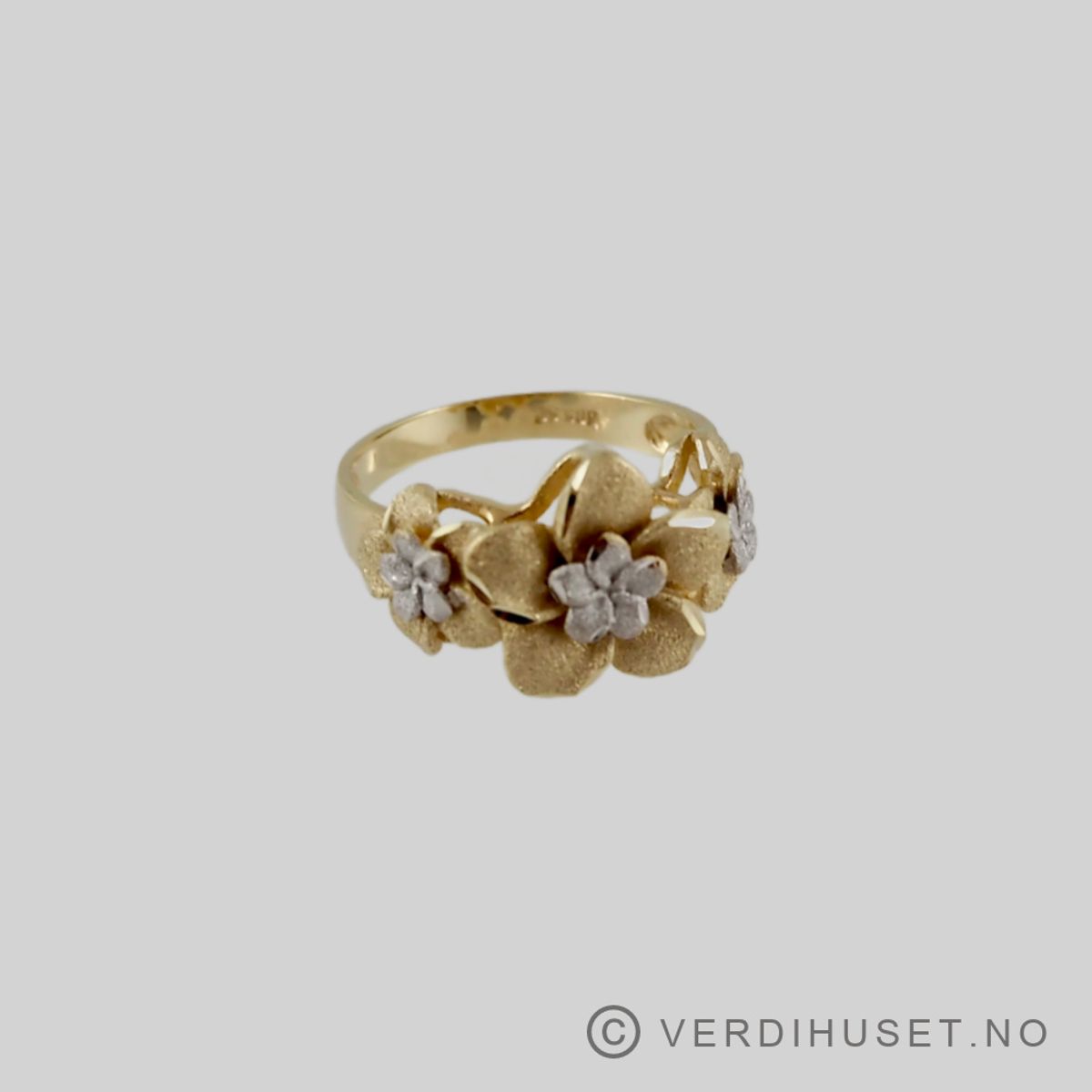 Ring i 14 K hvitt og gult gull