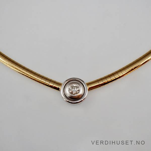 Hovedbilde Halssmykke i 14 K gull med blank sten