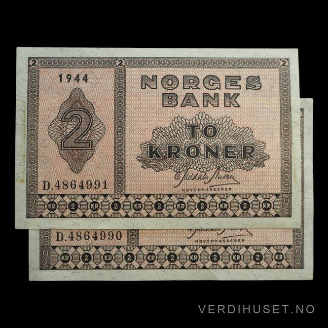 Hovedbilde 2 Kr 1944 D Kv 01 - 0/01 (D.4864990-91) - 2 i ...