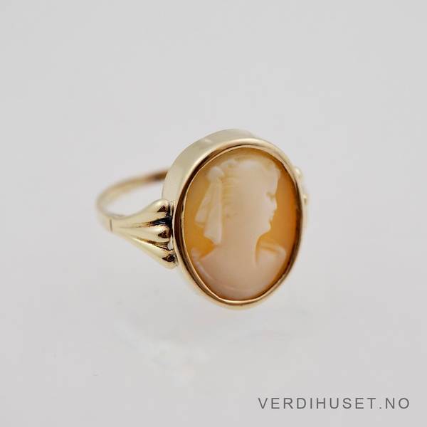 Hovedbilde Ring i 14 K gull med kamee