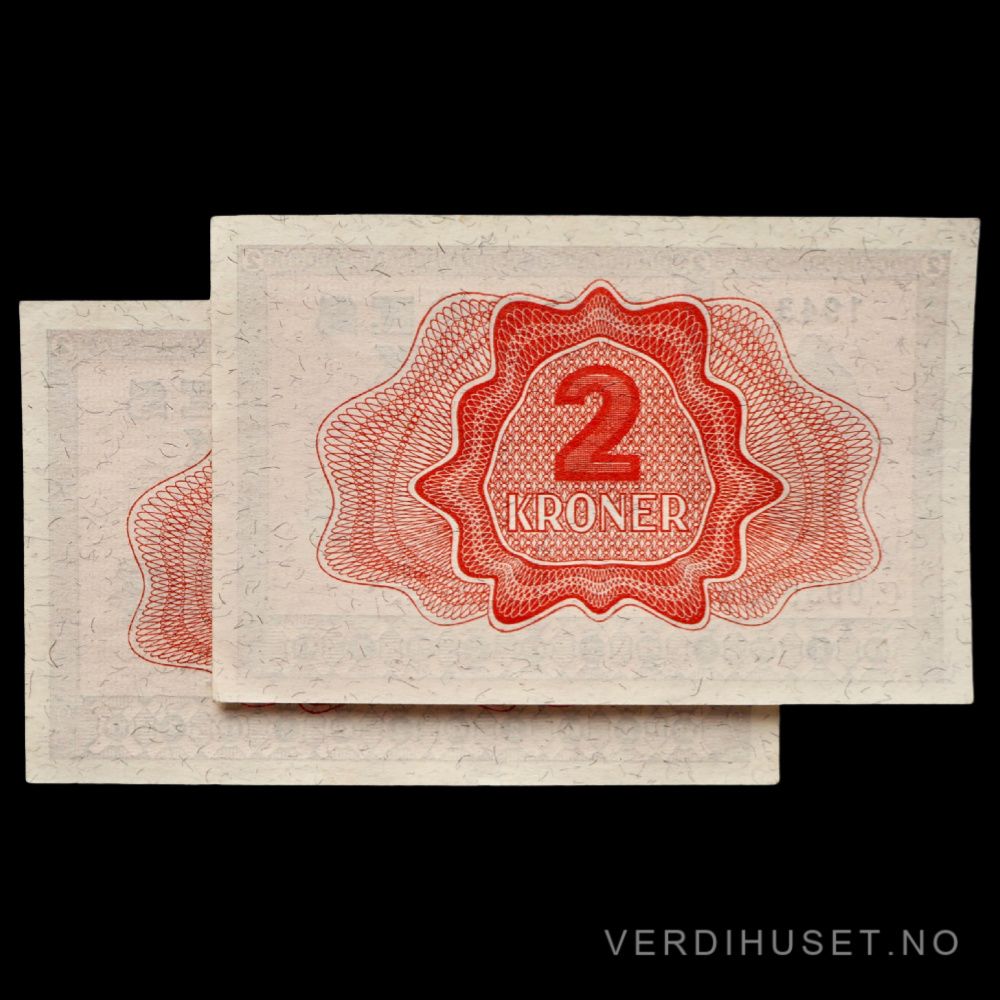 2 Kr 1943 C Kv g01 - 2 stk i nr rekke(C.0933396-97)