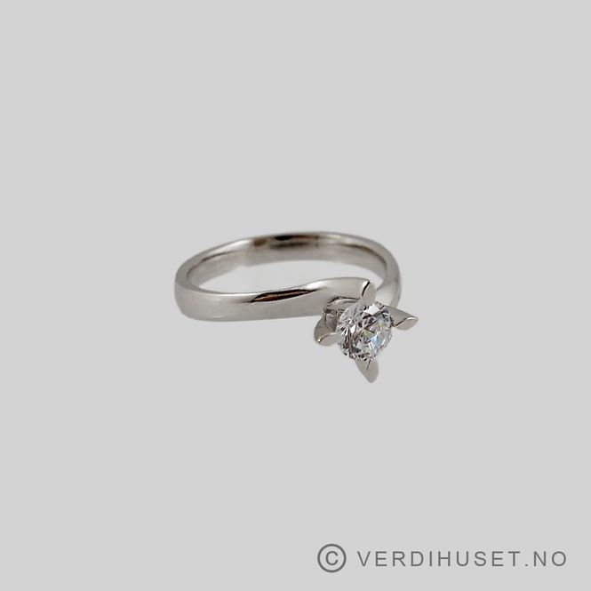 Hovedbilde Ring i 14 K hvitt gull med blank sten