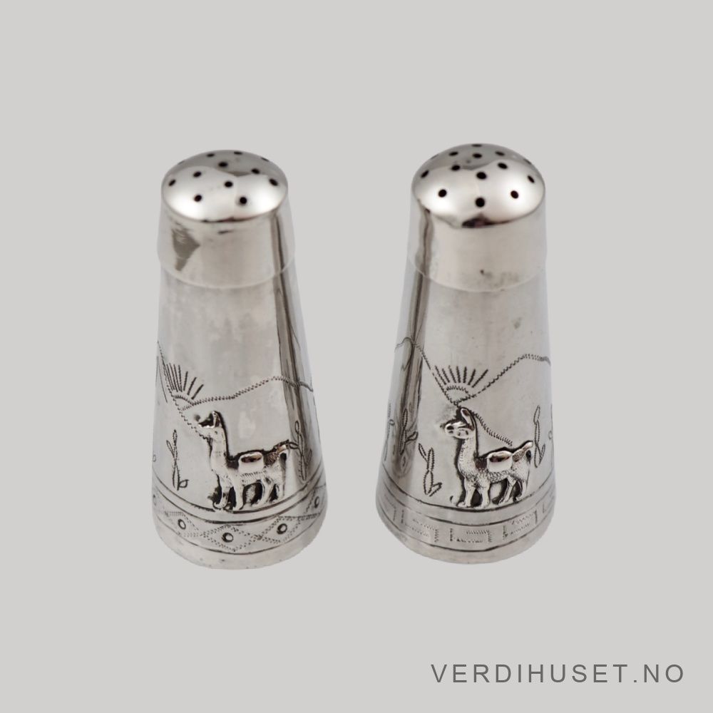 Salt- og Pepperbøsse i sølv