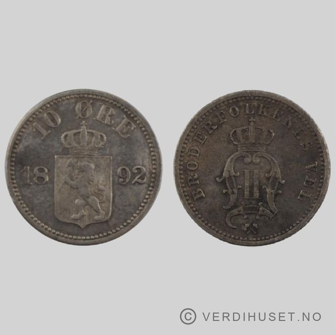 Hovedbilde 10 Øre 1892 Kv g 1+