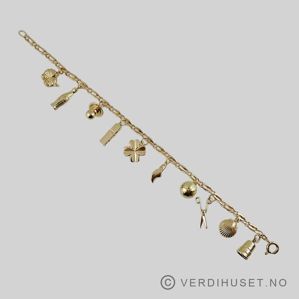 Hovedbilde Armbånd i 14 K gull med diverse charms