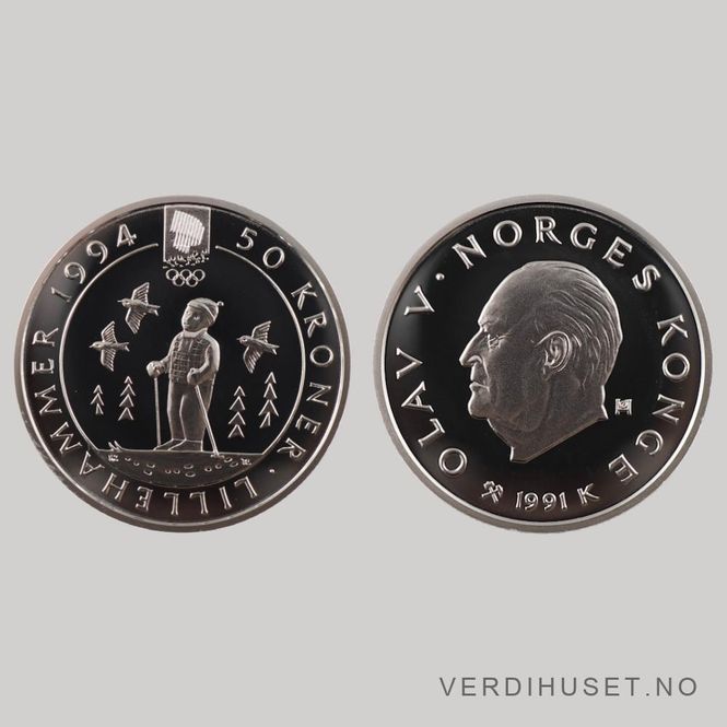 Hovedbilde 50 Kr 1991 - Lillehammer OL - Barn på ski