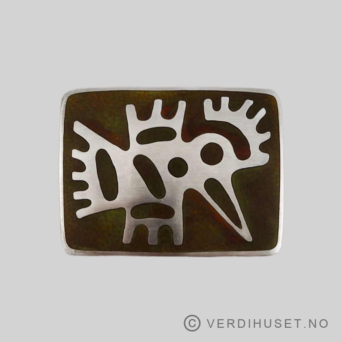 Brosje i sølv med matt emalje - D-A