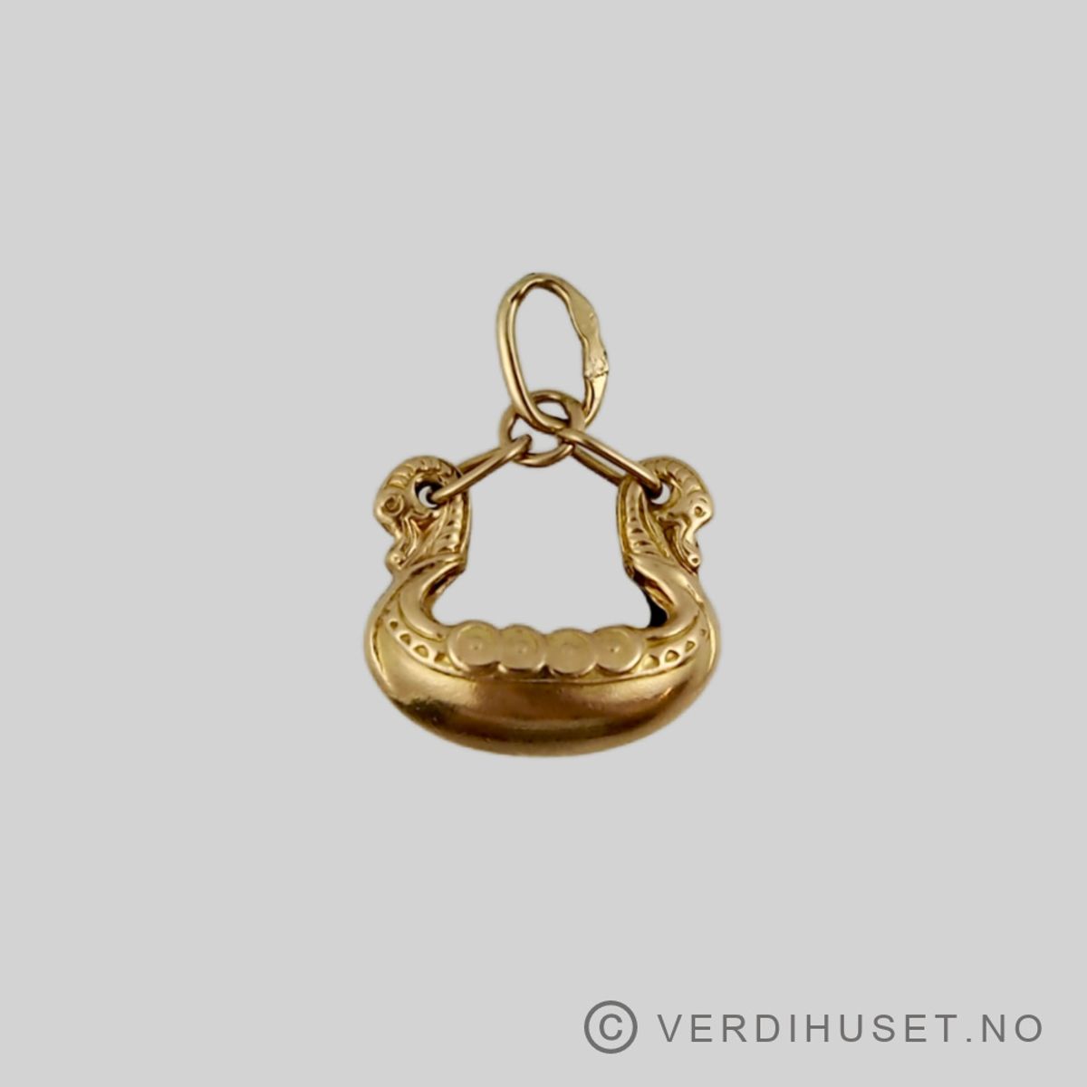 Charm i 14 K gull - Vikingskip