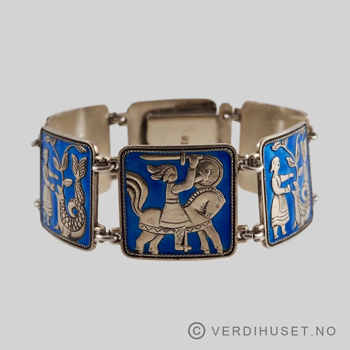 Armbånd i sølv med blå emalje