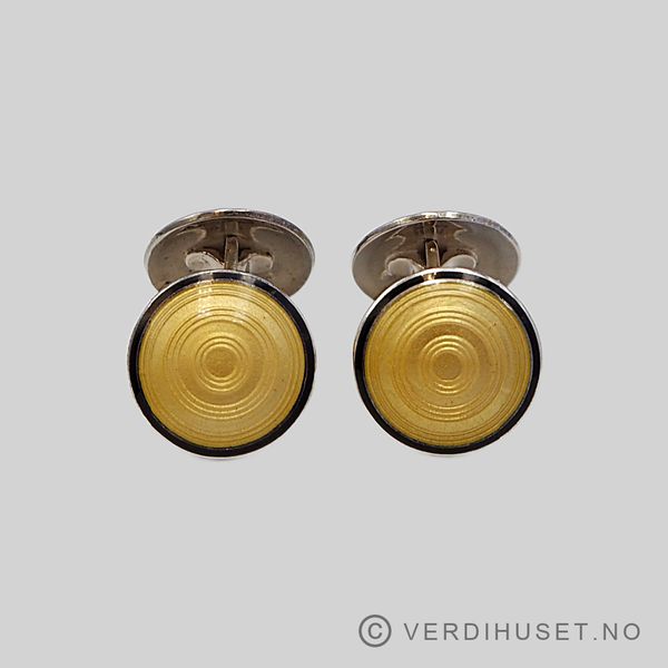 Hovedbilde Mansjettknapper i sølv med gul og sort emalje - ...