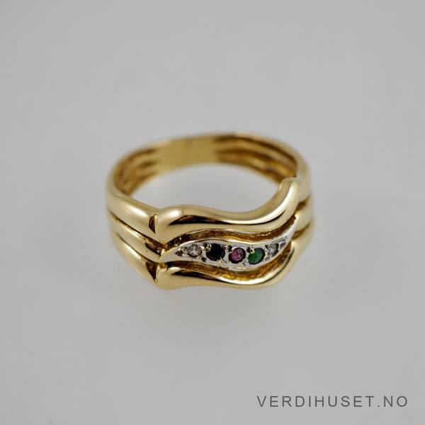 Hovedbilde Ring i 18 K gull med blanke stener