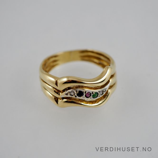 Hovedbilde Ring i 18 K gull med blanke stener