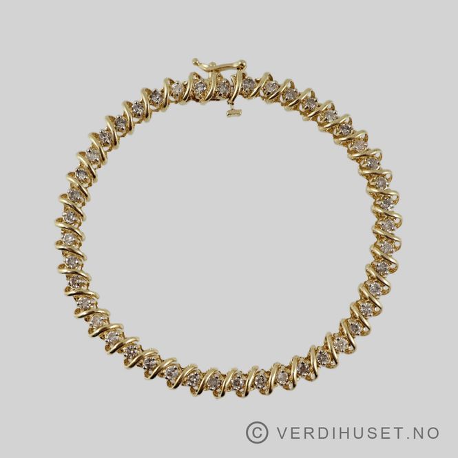 Hovedbilde Armbånd i 14 K gull med blanke stener
