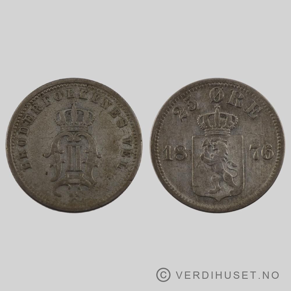 25 Øre 1876 Kv 1+