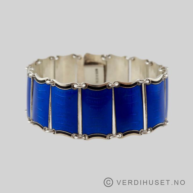 Hovedbilde Armbånd i sølv med blå og sort emalje - Einar ...