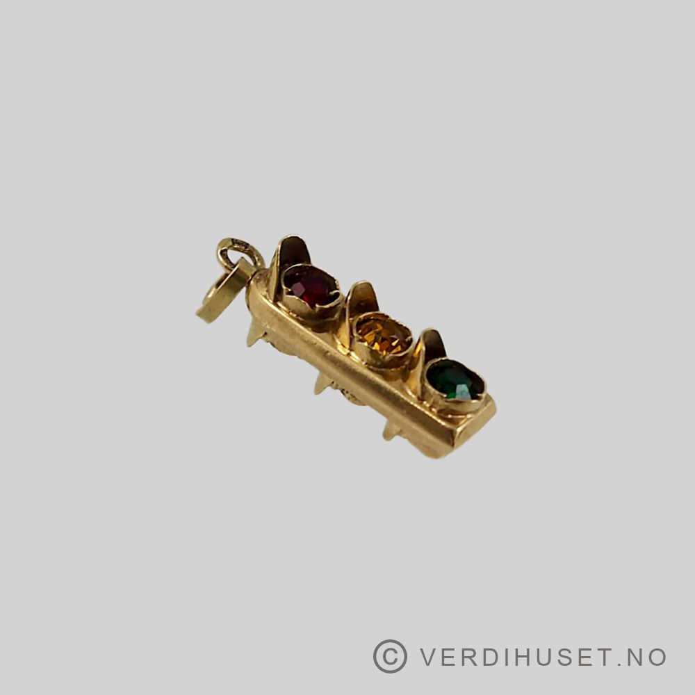 Charm i 14 K gull - Trafikklys