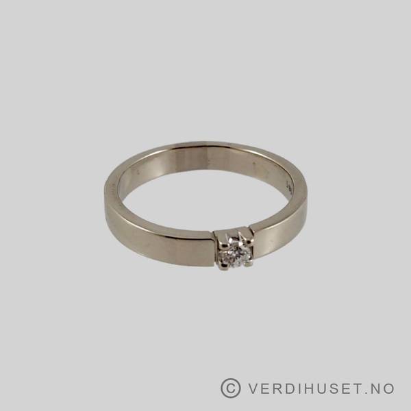 Hovedbilde Alliansering i 14 K hvitt gull med blank sten