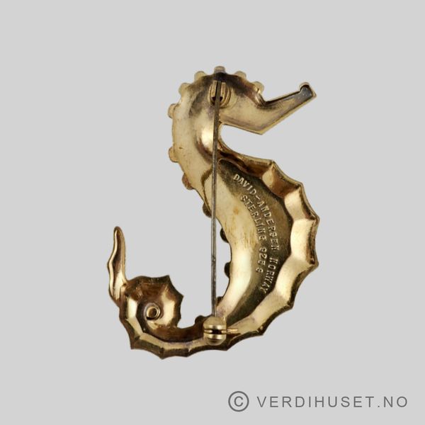 Hovedbilde Brosje i forgylt sølv med grønn emalje - ...