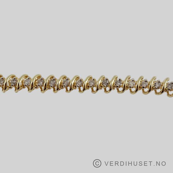 Hovedbilde Armbånd i 14 K gull med blanke stener