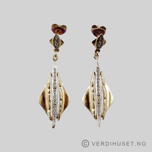 Hovedbilde Ørepynt i 14 K hvitt og gult gull med blanke ...