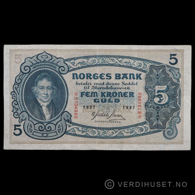Hovedbilde 5 kr 1937 O Kv 1+ (O.8734966)