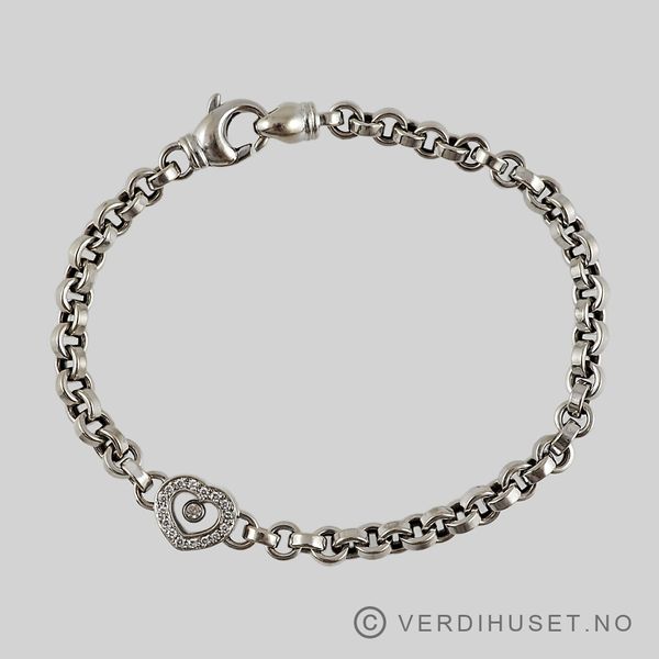 Hovedbilde Armbånd i 18 K hvitt gull med hjerte og blanke ...
