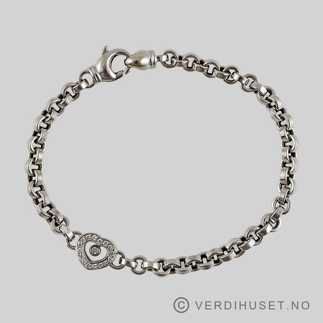 Hovedbilde Armbånd i 18 K hvitt gull med hjerte og blanke ...