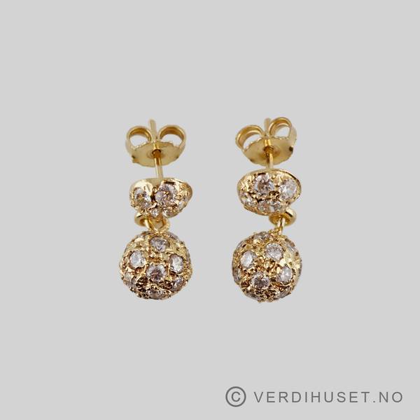 Hovedbilde Ørepynt i 18 K gull med blanke stener