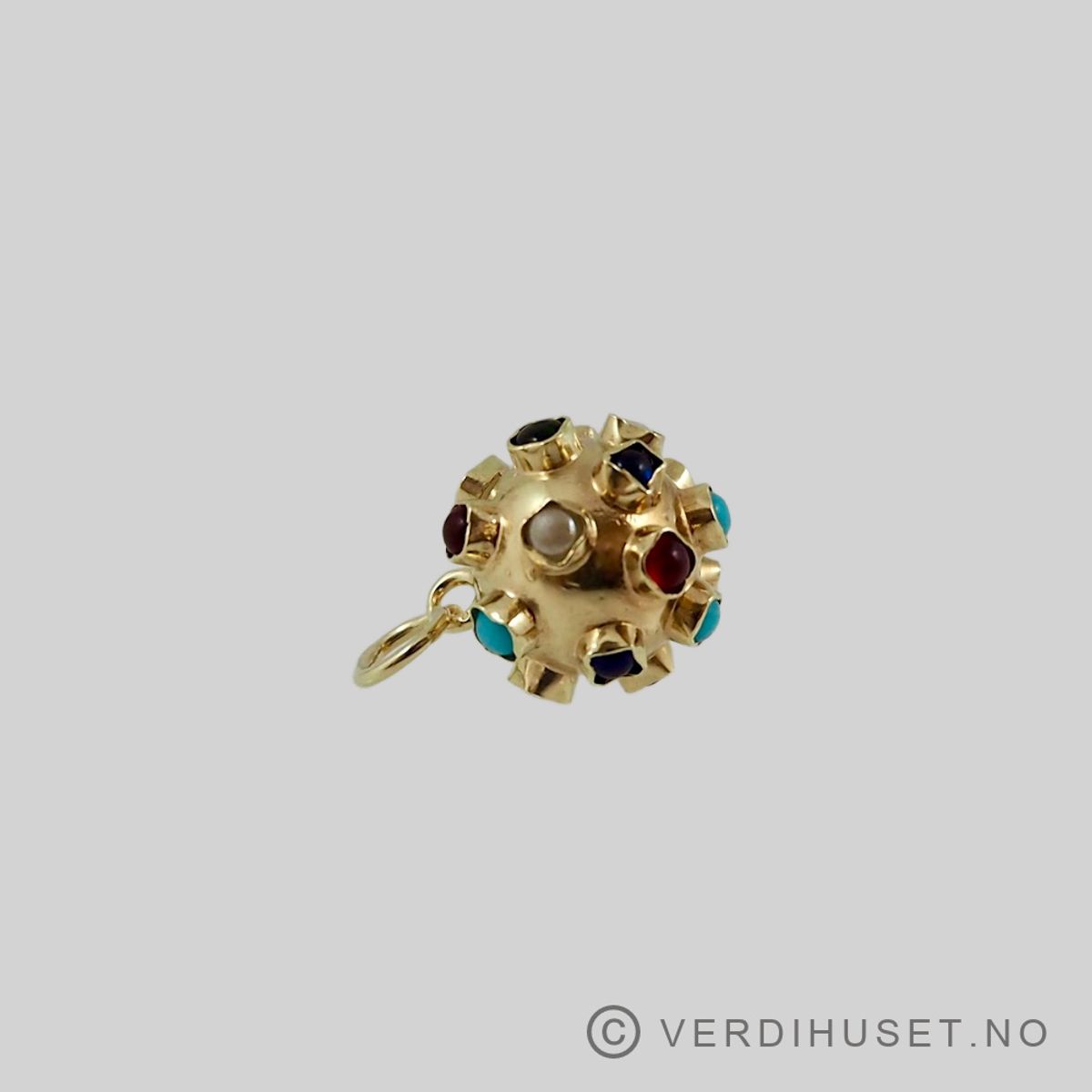 Charm i 14 K gull - Kule med fargede stener