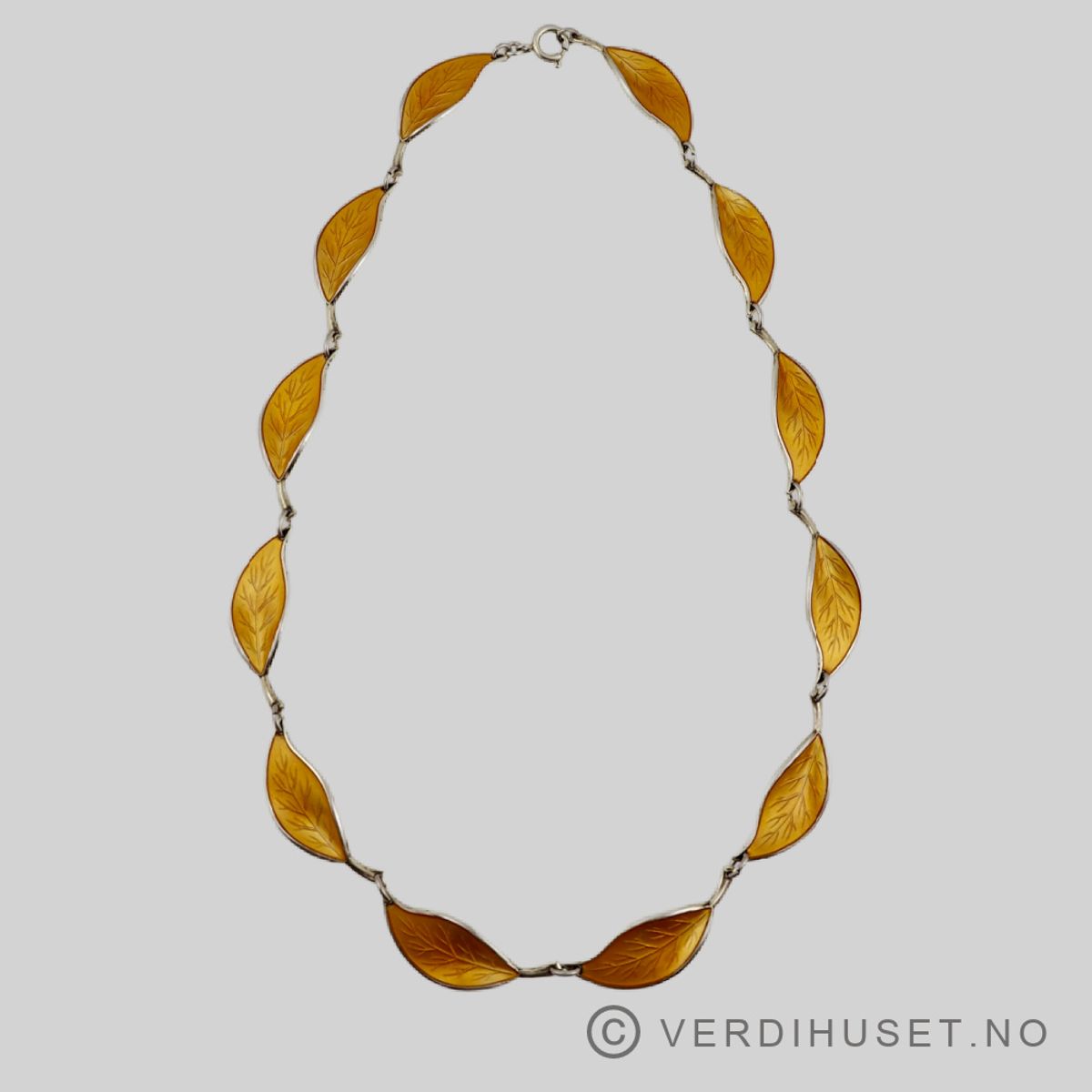 Halssmykke i forgylt sølv med gul emalje - D-A