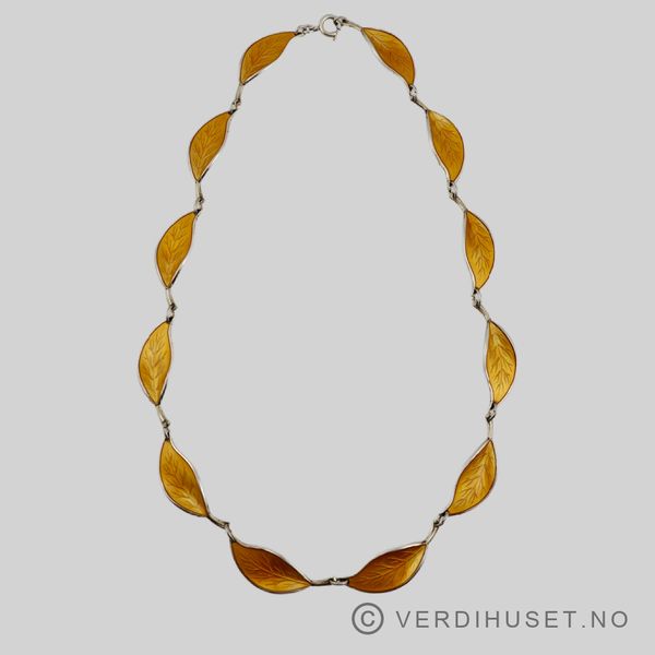 Hovedbilde Halssmykke i forgylt sølv med gul emalje - D-A