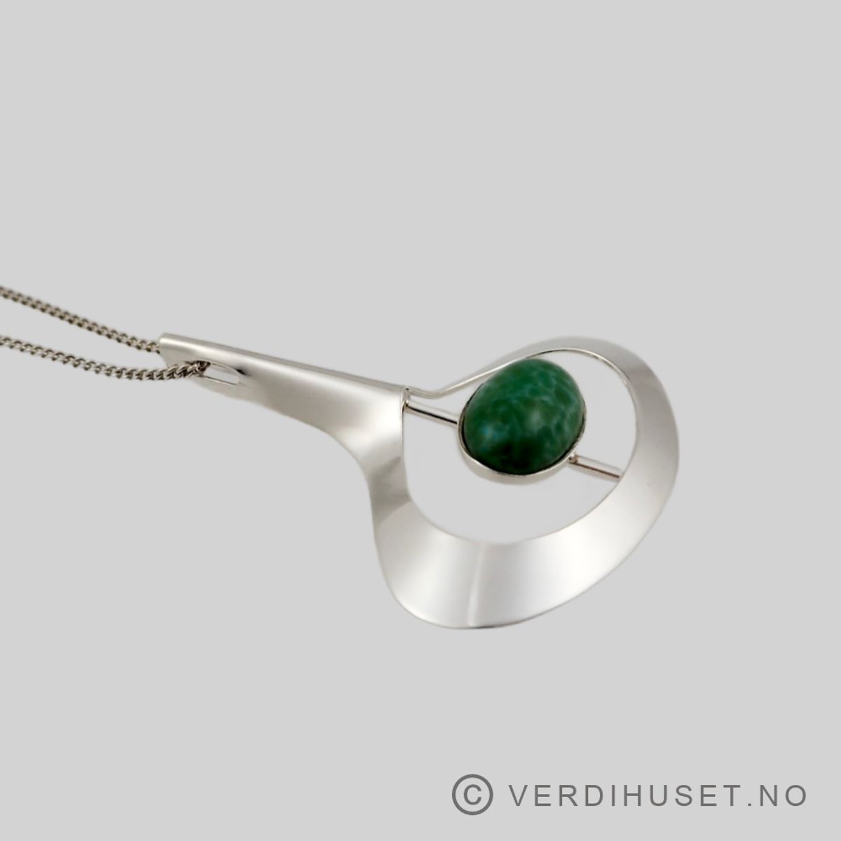 Anheng i sølv med grønn sten - Aksel Holmsen