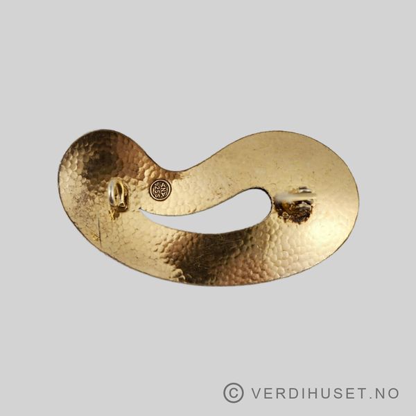 Hovedbilde Brosje i forgylt sølv med grønn emalje - Arne ...