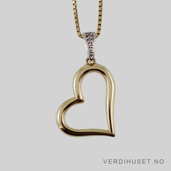 Hovedbilde Anheng/Hjerte i 14 K gull