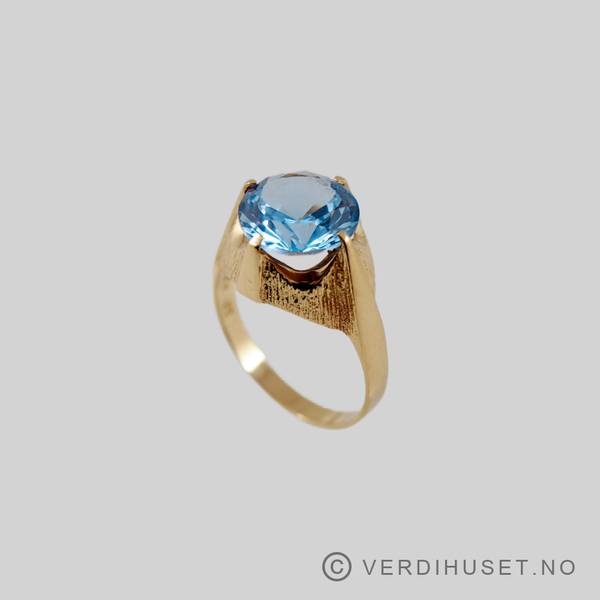 Hovedbilde Ring i 14 K gull med blå sten