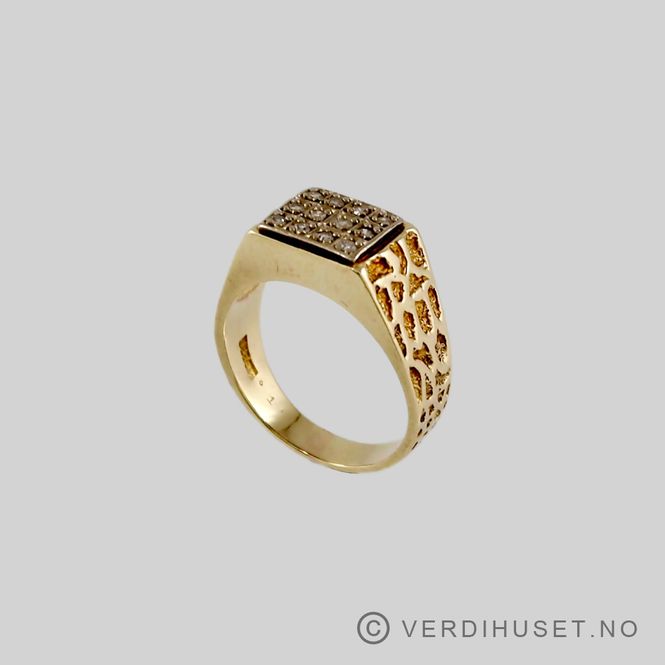 Hovedbilde Ring i 14 K gull med blanke stener