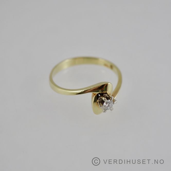 Hovedbilde Ring i 14 K gull med blank sten