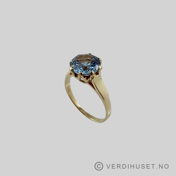 Hovedbilde Ring i 14 K gull med blå sten
