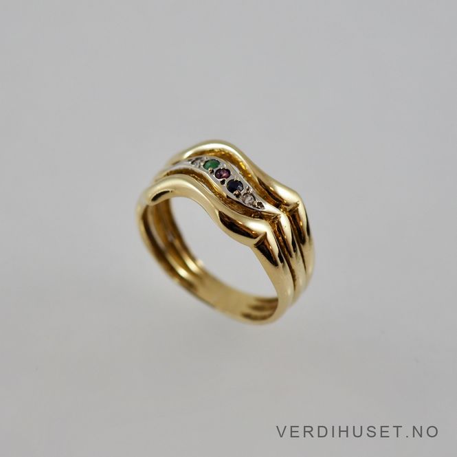 Hovedbilde Ring i 18 K gull med blanke stener