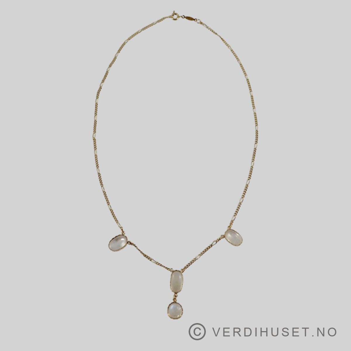 Halssmykke i 14 K gull med stener