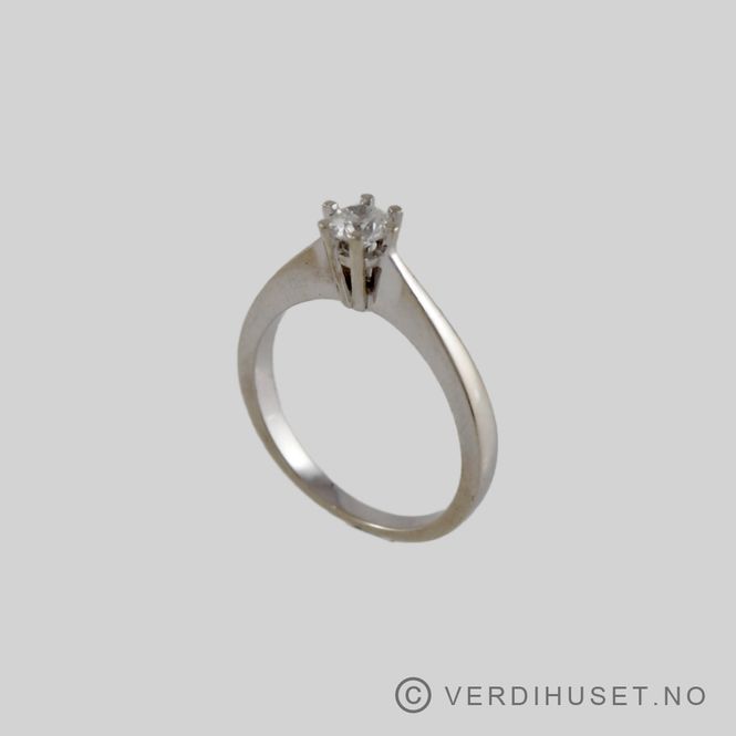 Hovedbilde Ring i 14 K hvitt gull med blank sten